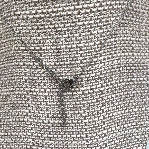 Silver Tone Stainless Steel  initial Pendant necklace Letter O - Picture 3 of 4